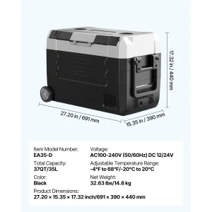 SucceBuy Portable Handle Car Refrigerator with Wheel