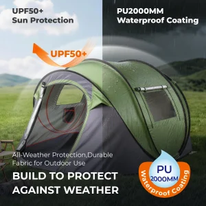 3-4 Person Pop Up Camping Tent Waterproof  with Front Awning
