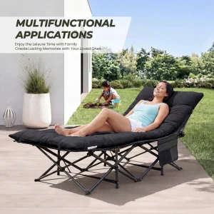 JHK Folding Camping Cot Chair Portable 3.5'' Cushion